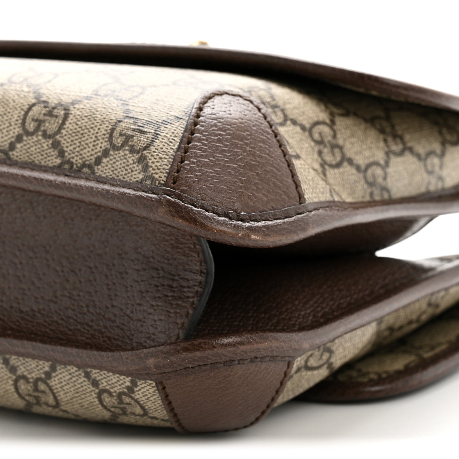 Gucci GG Supreme Monogram Web Small Neo Vintage Double Flap Messenger Bag Beige New Acero