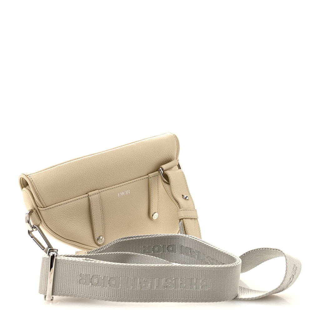 Christian Dior Grained Calfskin Mens Mini Saddle Bag Latte