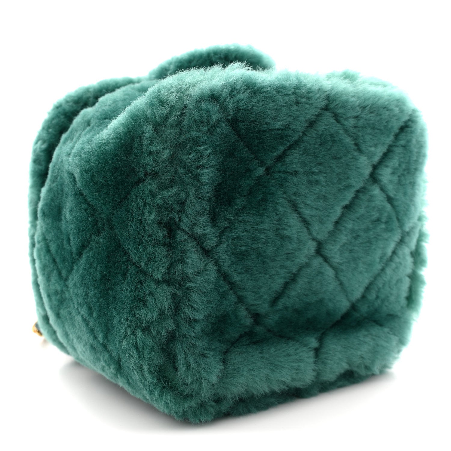 Chanel Shearling Lambskin Quilted Small Vanity Case Green