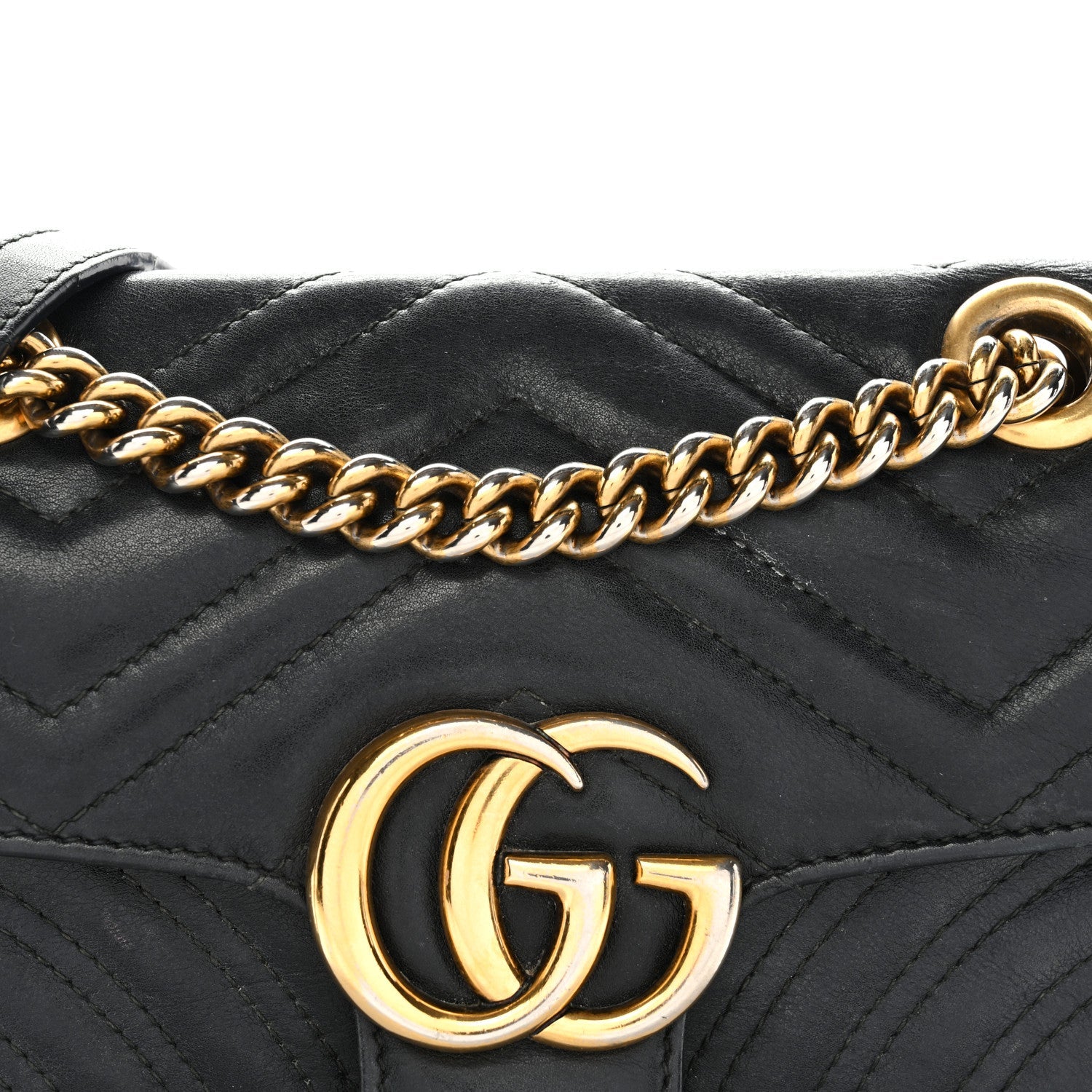 Gucci Calfskin Matelasse Mini GG Marmont Shoulder Bag Black