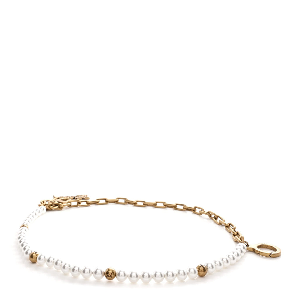 Louis Vuitton Chain Belt Pearls Bag Charm Gold