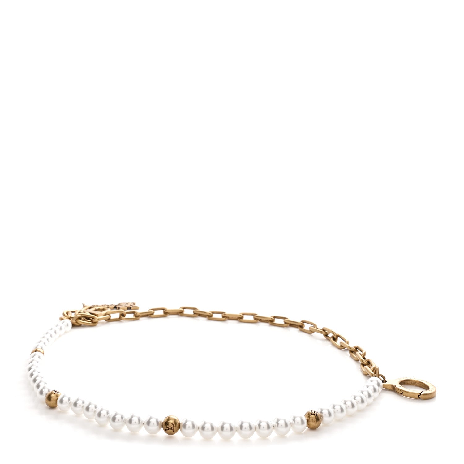 Louis Vuitton Chain Belt Pearls Bag Charm Gold