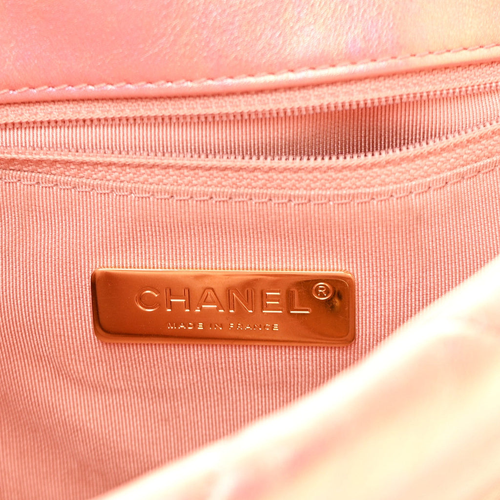 Chanel Iridescent Calfskin Quilted Medium Chanel 19 Flap Pink