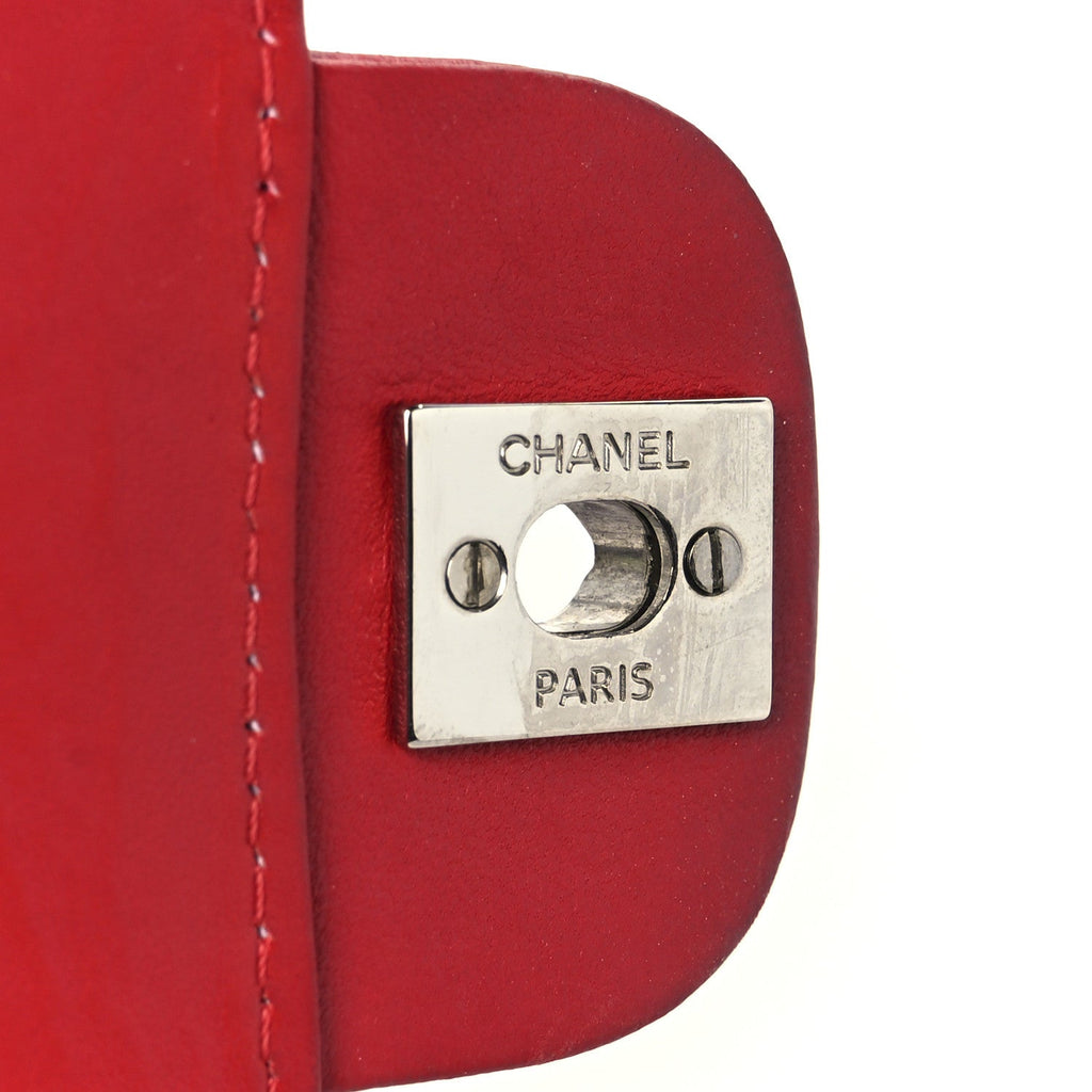 Chanel Lambskin Quilted Chain Clutch Flap Red