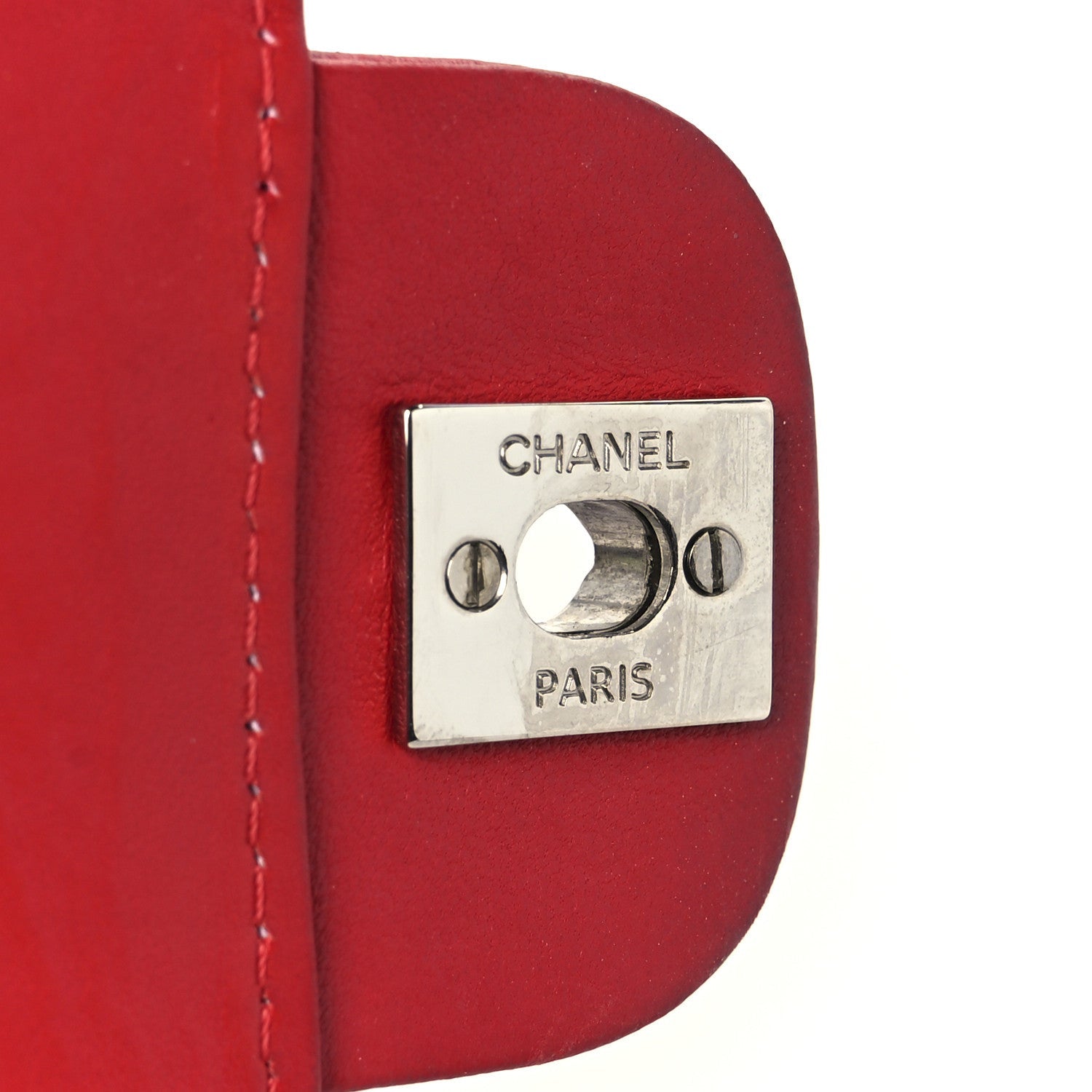 Chanel Lambskin Quilted Chain Clutch Flap Red