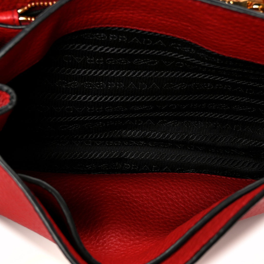 Prada Vitello Daino Flap Crossbody Rosso