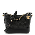 Chanel Aged Calfskin Quilted Small Gabrielle Hobo Black