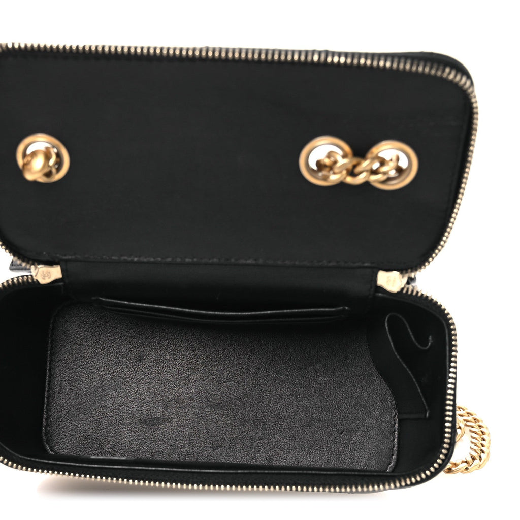 Chanel Lambskin Quilted Small Pillow Crush Vanity Case With Chain Black