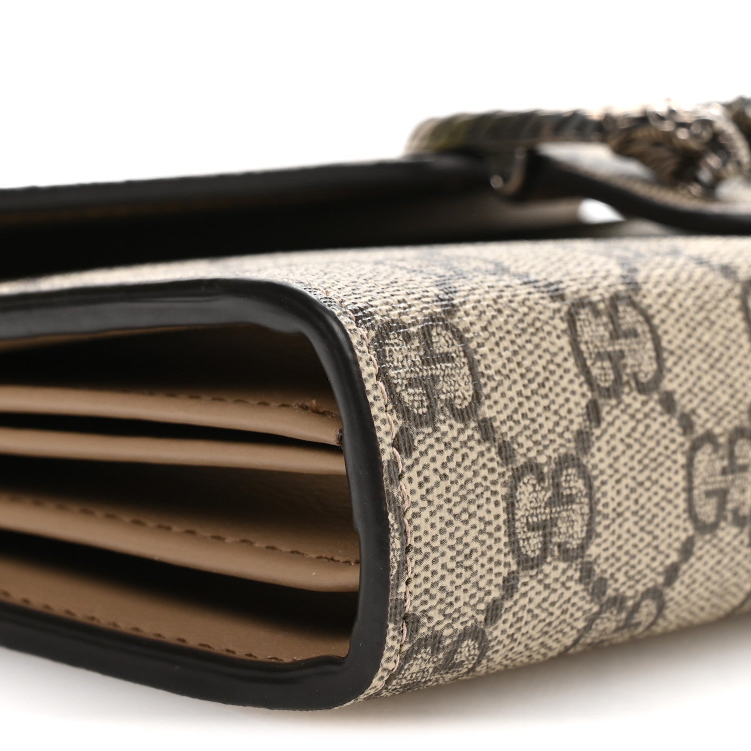 Gucci GG Supreme Monogram Mini Dionysus Chain Wallet Beige Taupe