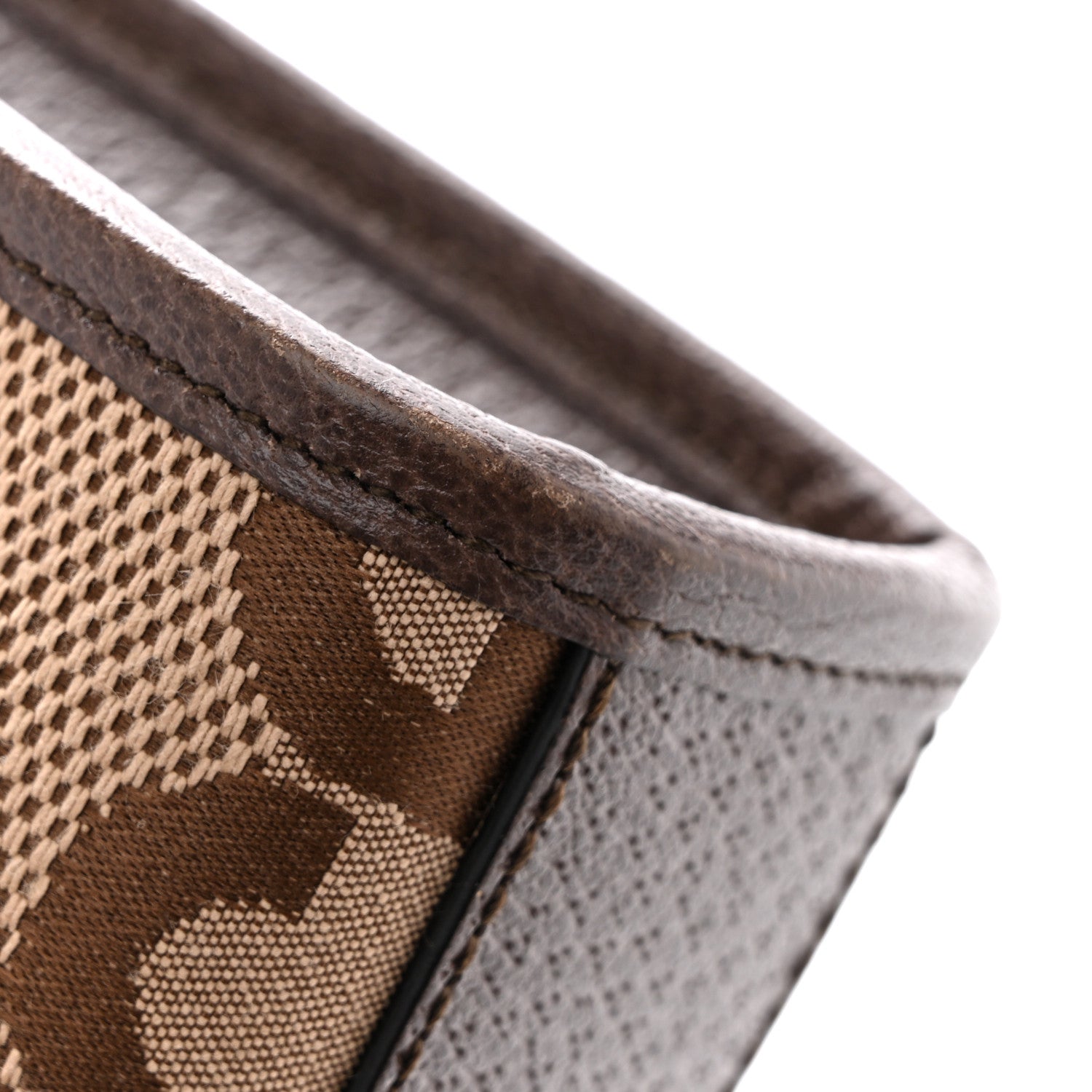 Gucci Monogram Jumbo GG Textured Dollar Calfskin Web Mini Vertical Tote Camel Ebony New Acero
