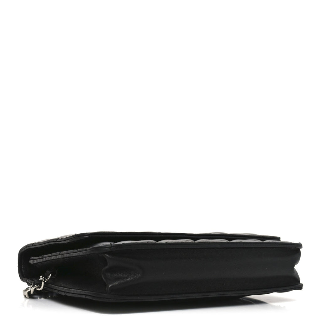 Chanel Lambskin Quilted Wallet On Chain WOC Black