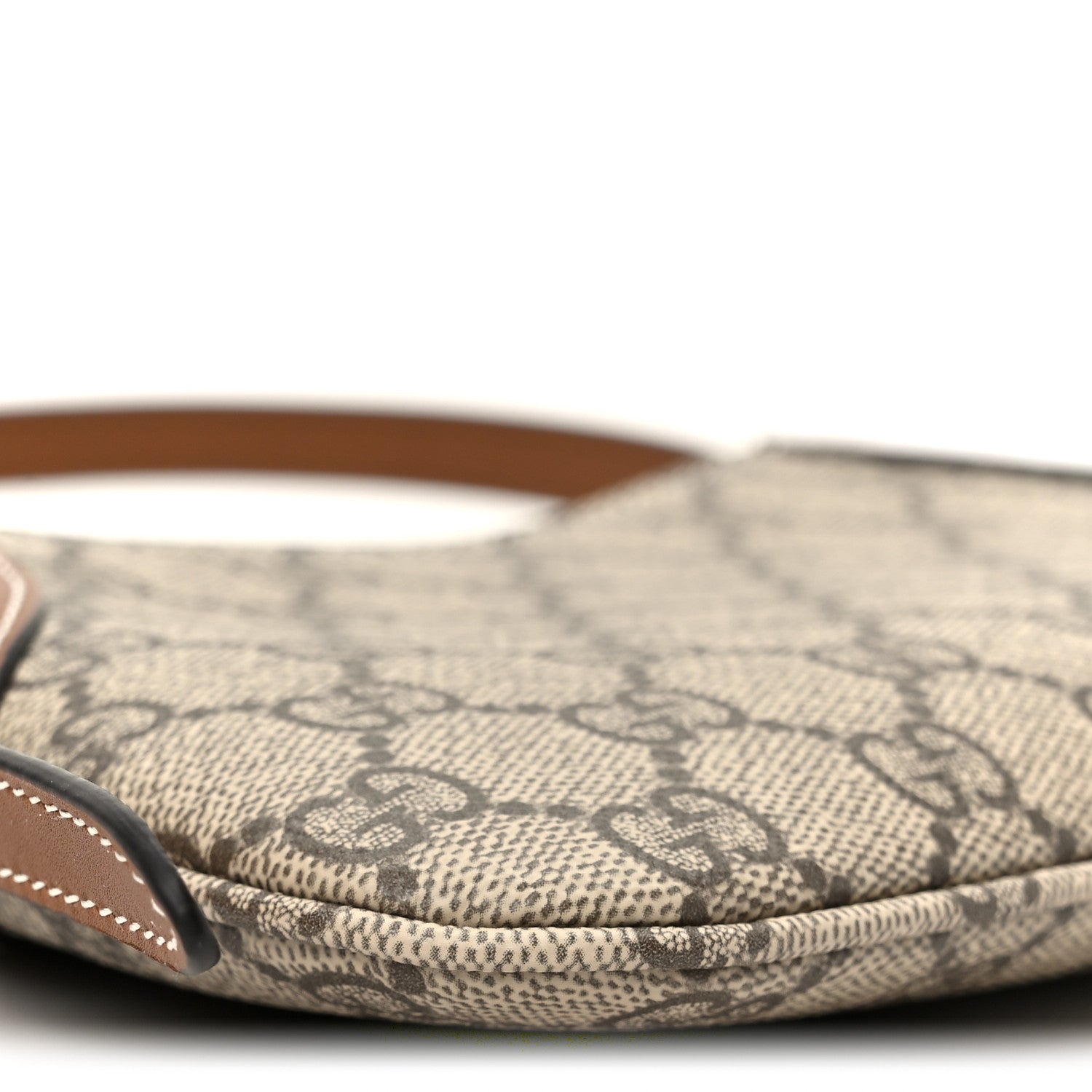Gucci GG Monogram Calfskin Small Emblem Shoulder Bag Beige Dark Brown