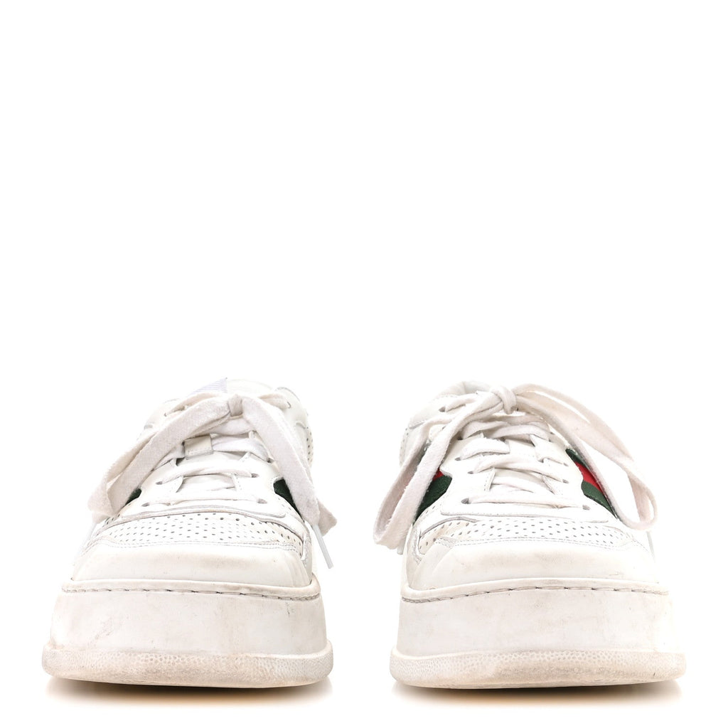 Gucci Calfskin Web Mens Ace Sneakers 7 White Blue