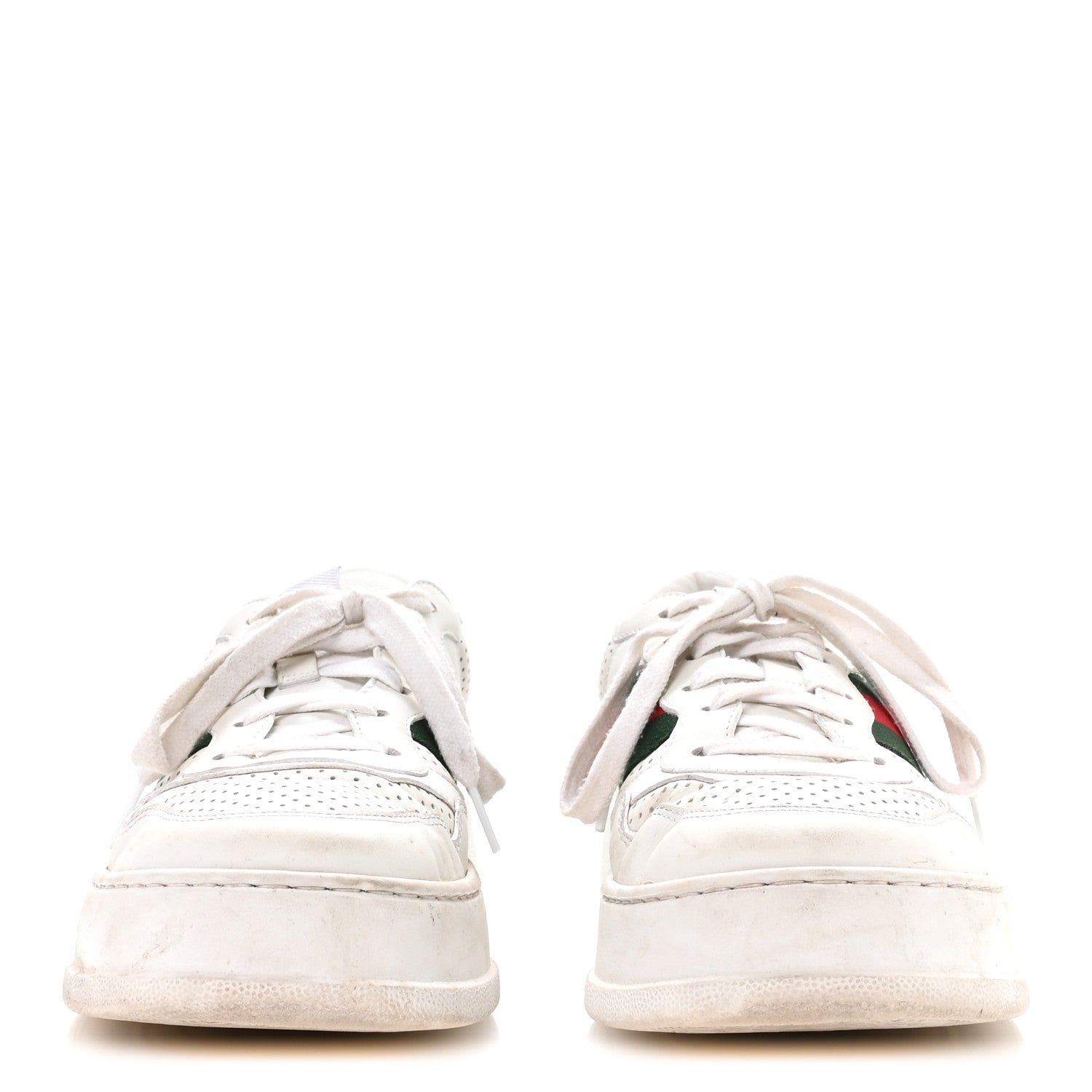 Gucci Calfskin Web Mens Ace Sneakers 7 White Blue