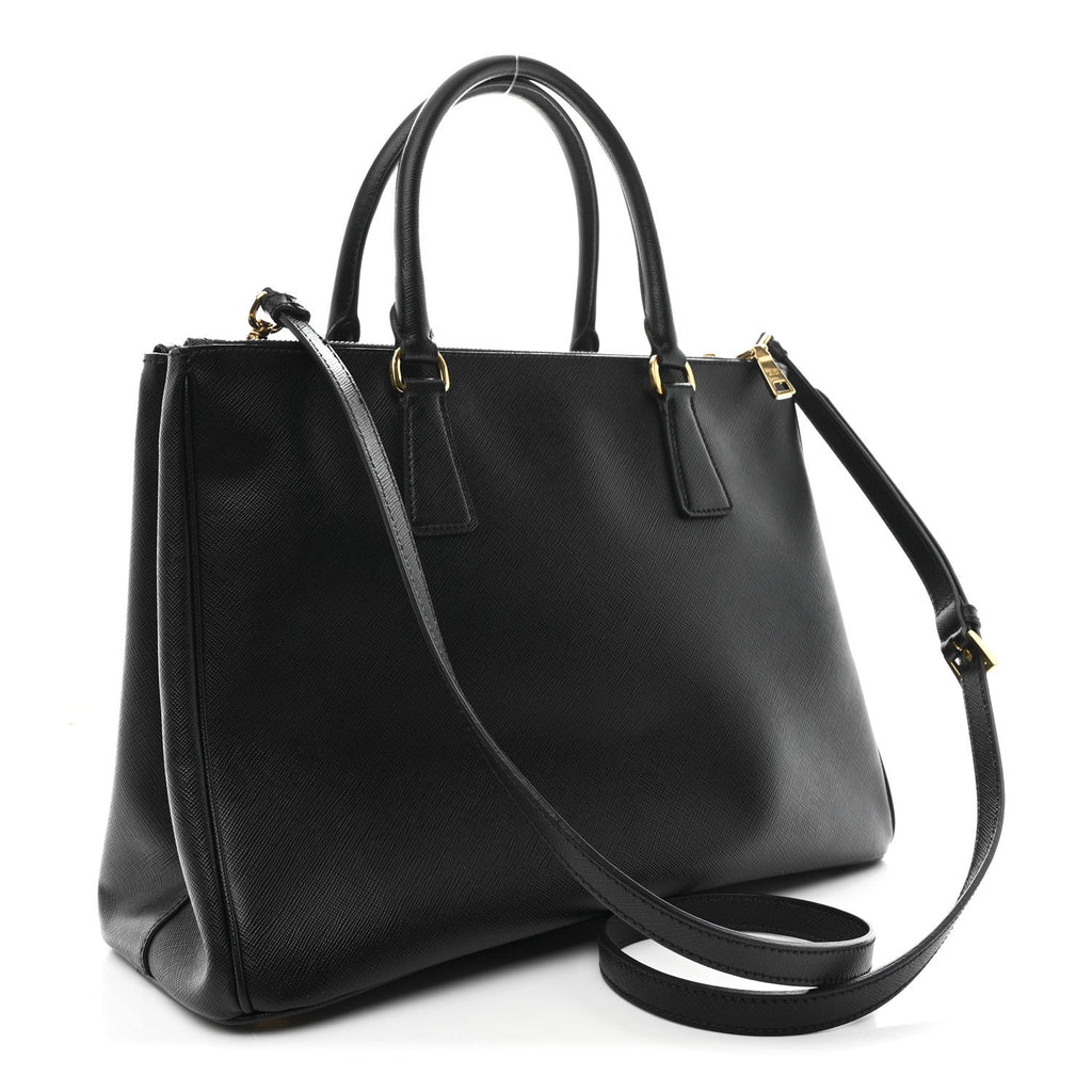 Prada Saffiano Lux Medium Galleria Double Zip Black Black
