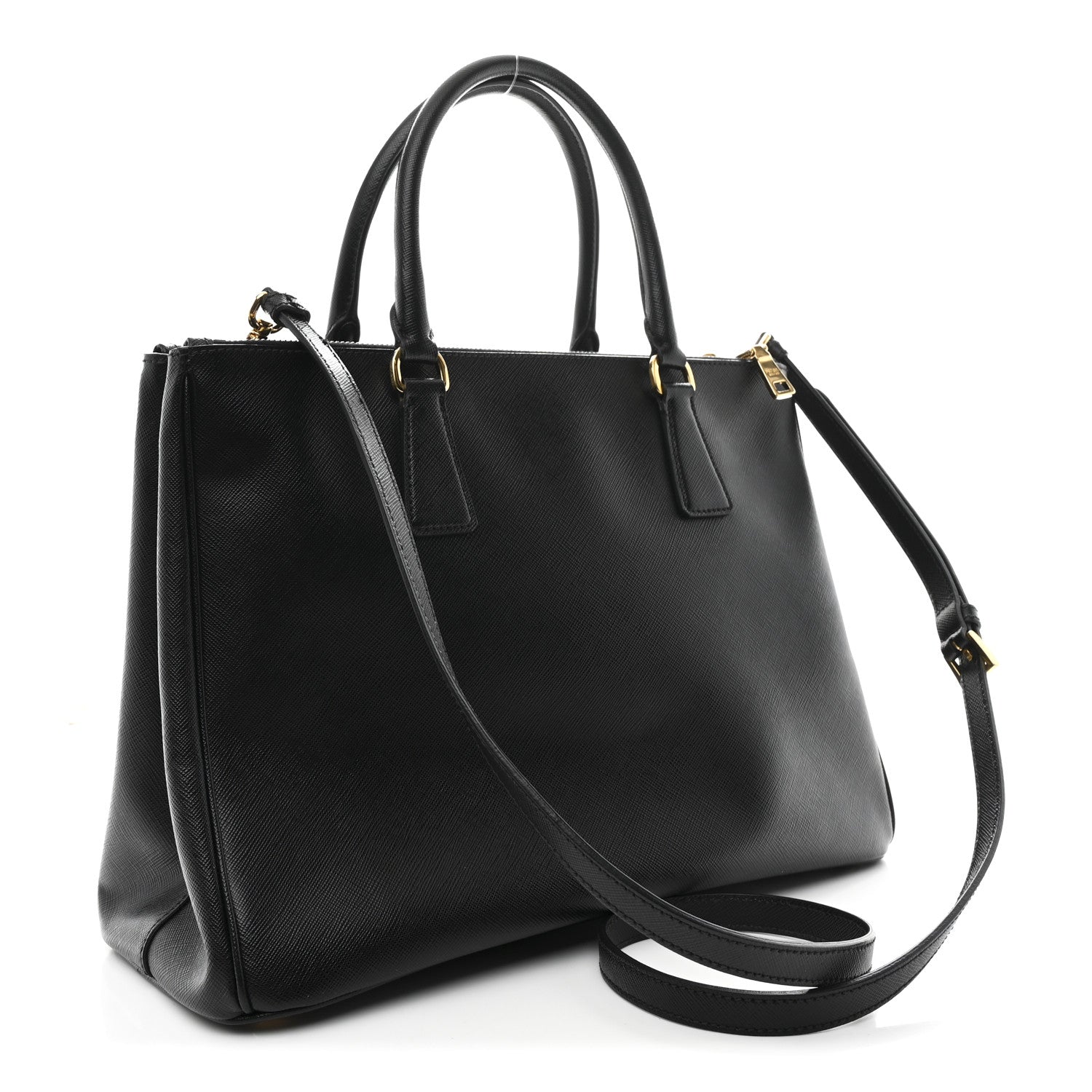 Prada Saffiano Lux Medium Galleria Double Zip Black Black