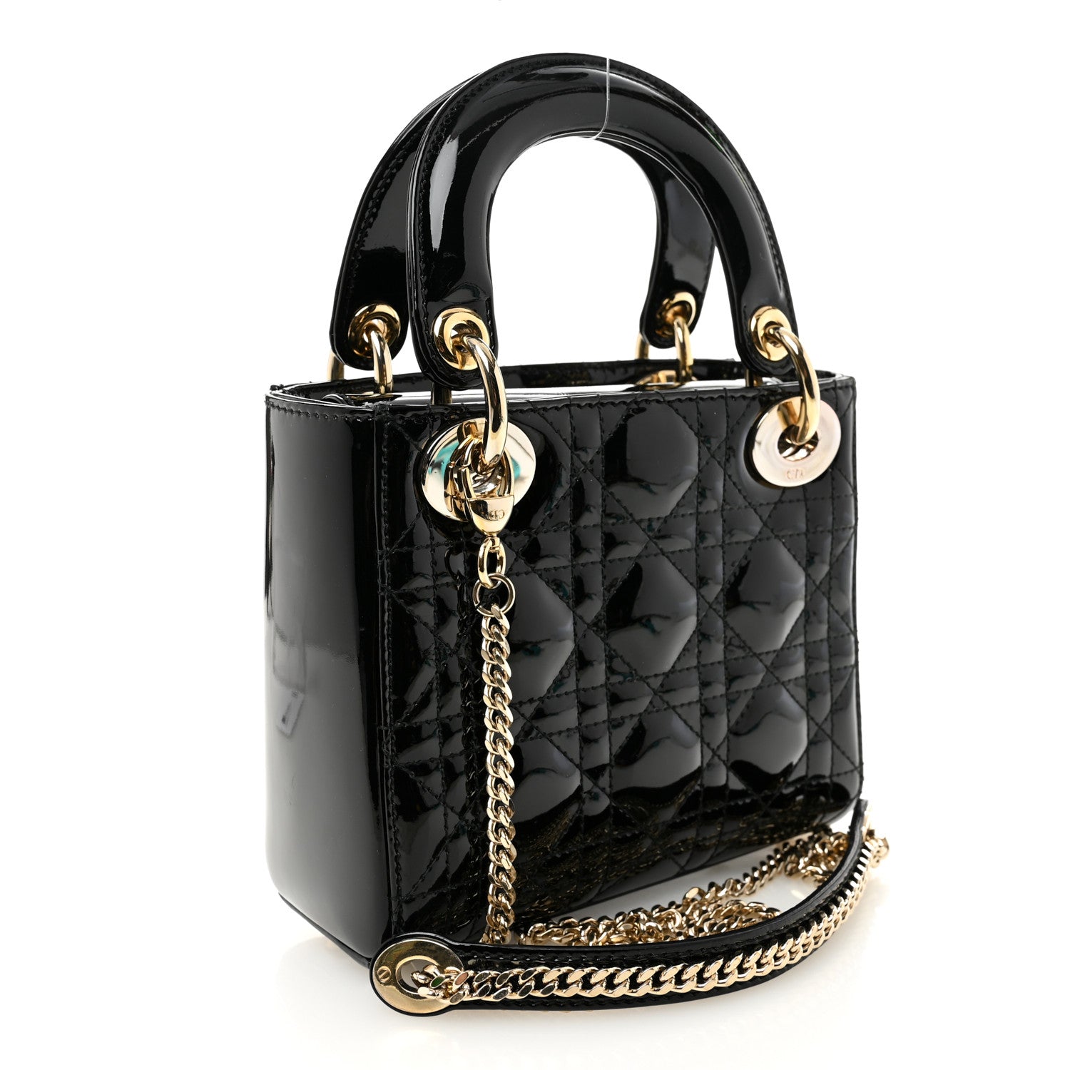 Christian Dior Patent Cannage Mini Lady Dior Black