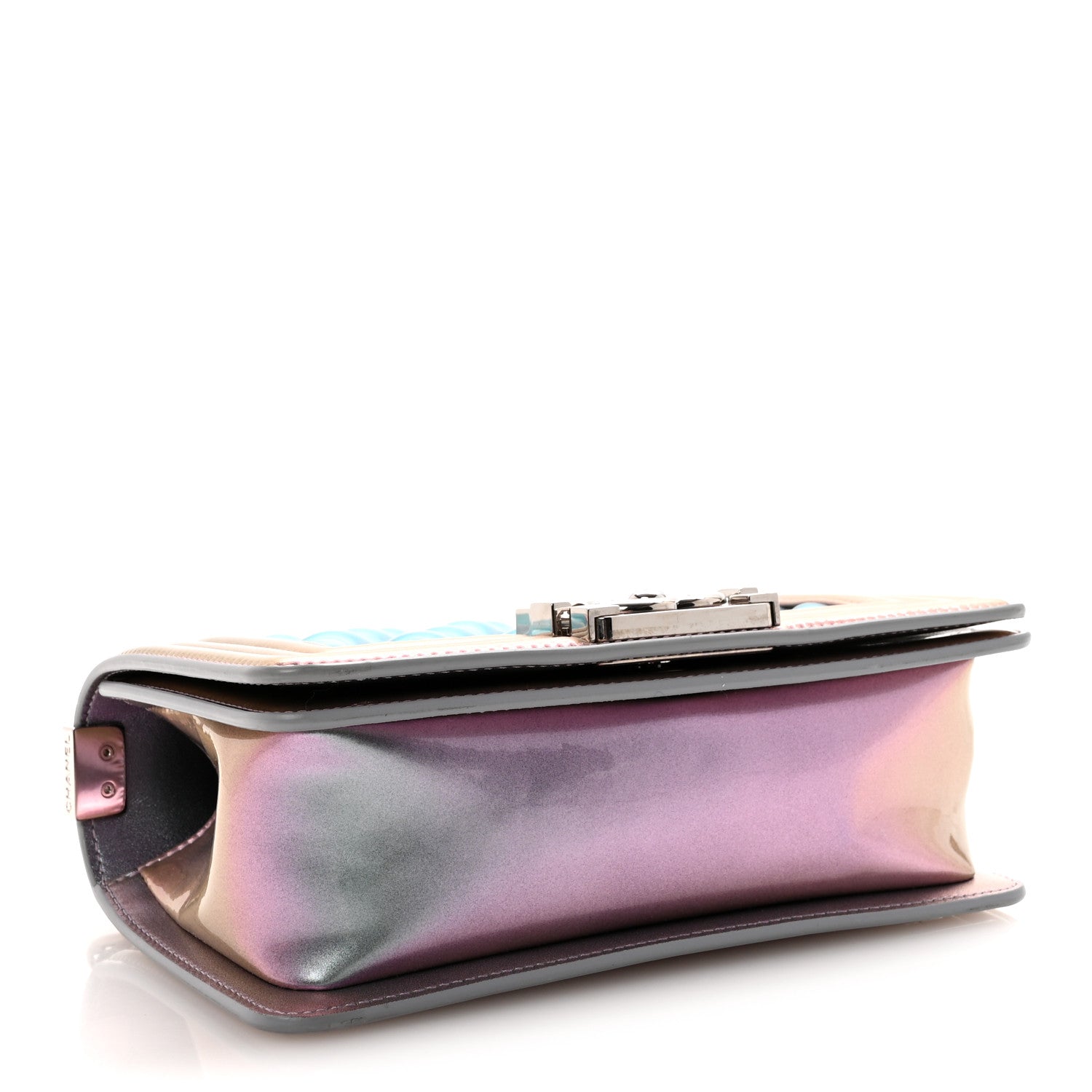 Chanel Iridescent Patent Calfskin PVC Quilted Small Boy Flap Light Purple