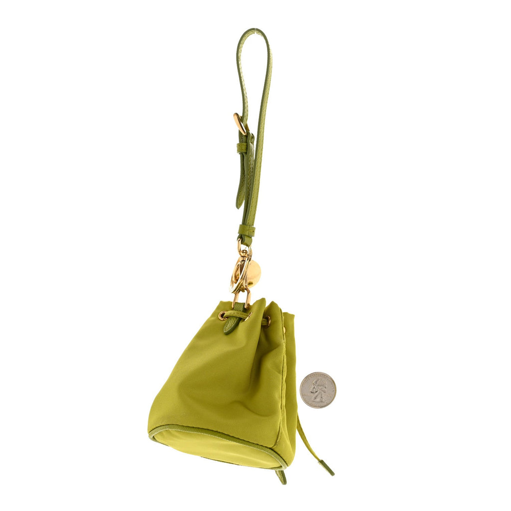 Prada Re-Nylon Saffiano Mini Icon Keychain Charm Edera