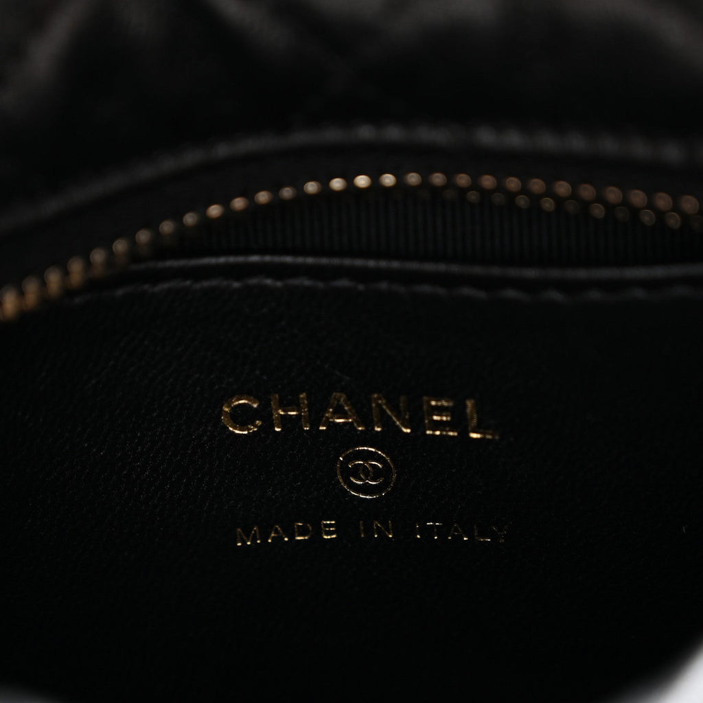 Chanel Lambskin Quilted Chain Around Pouch Black