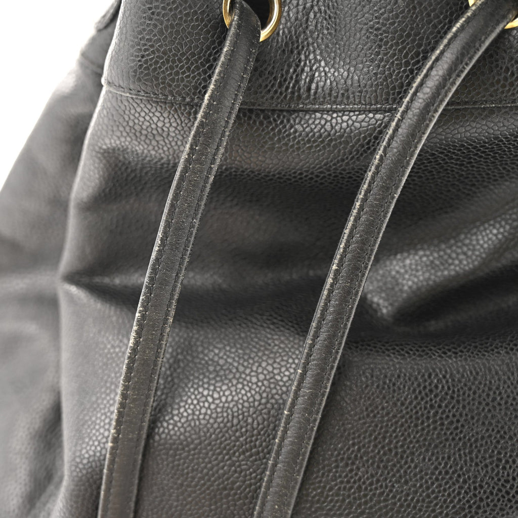 Chanel Caviar Quilted Drawstring Backpack Black