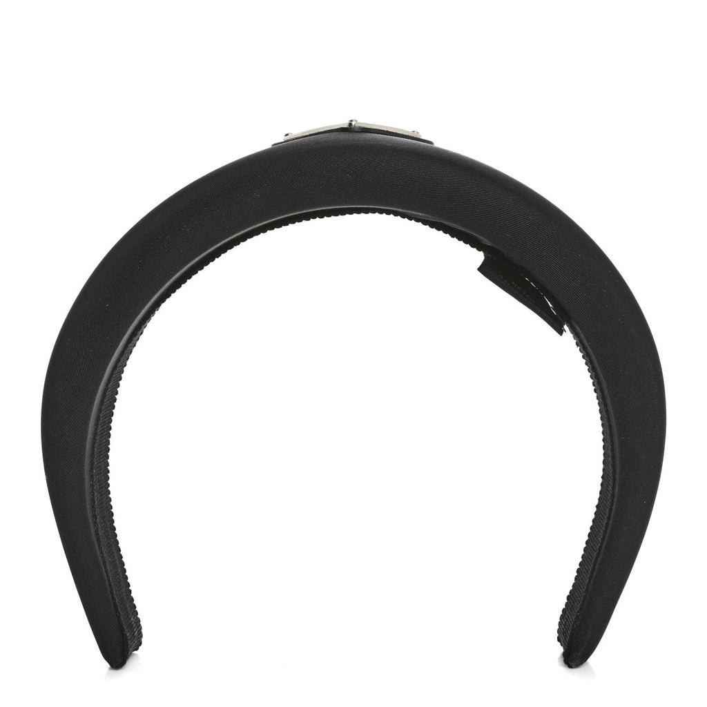 Prada Re-Nylon Metal Triangle Logo Headband Black