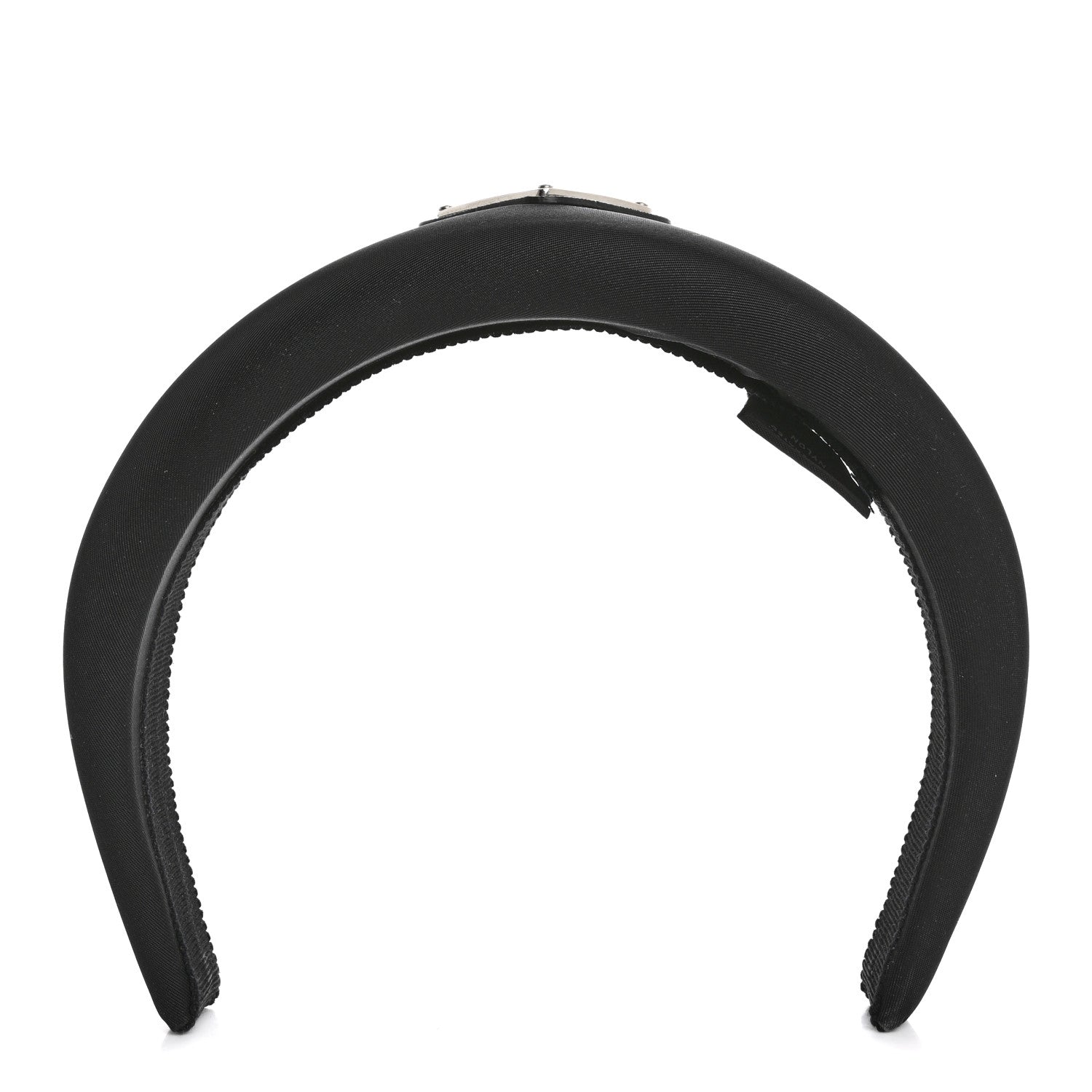 Prada Re-Nylon Metal Triangle Logo Headband Black