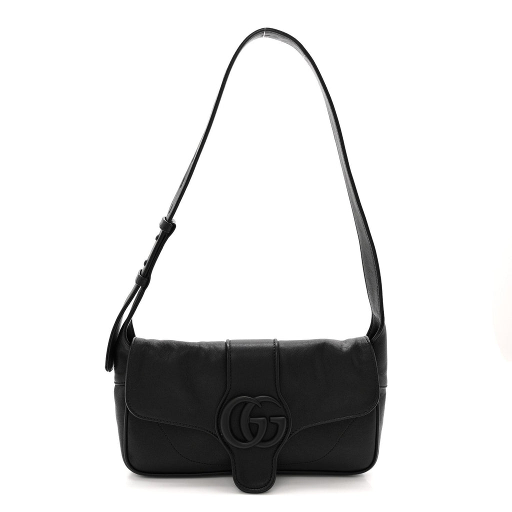 Gucci Goatskin Small GG Monochrome Aphrodite Shoulder Bag Black