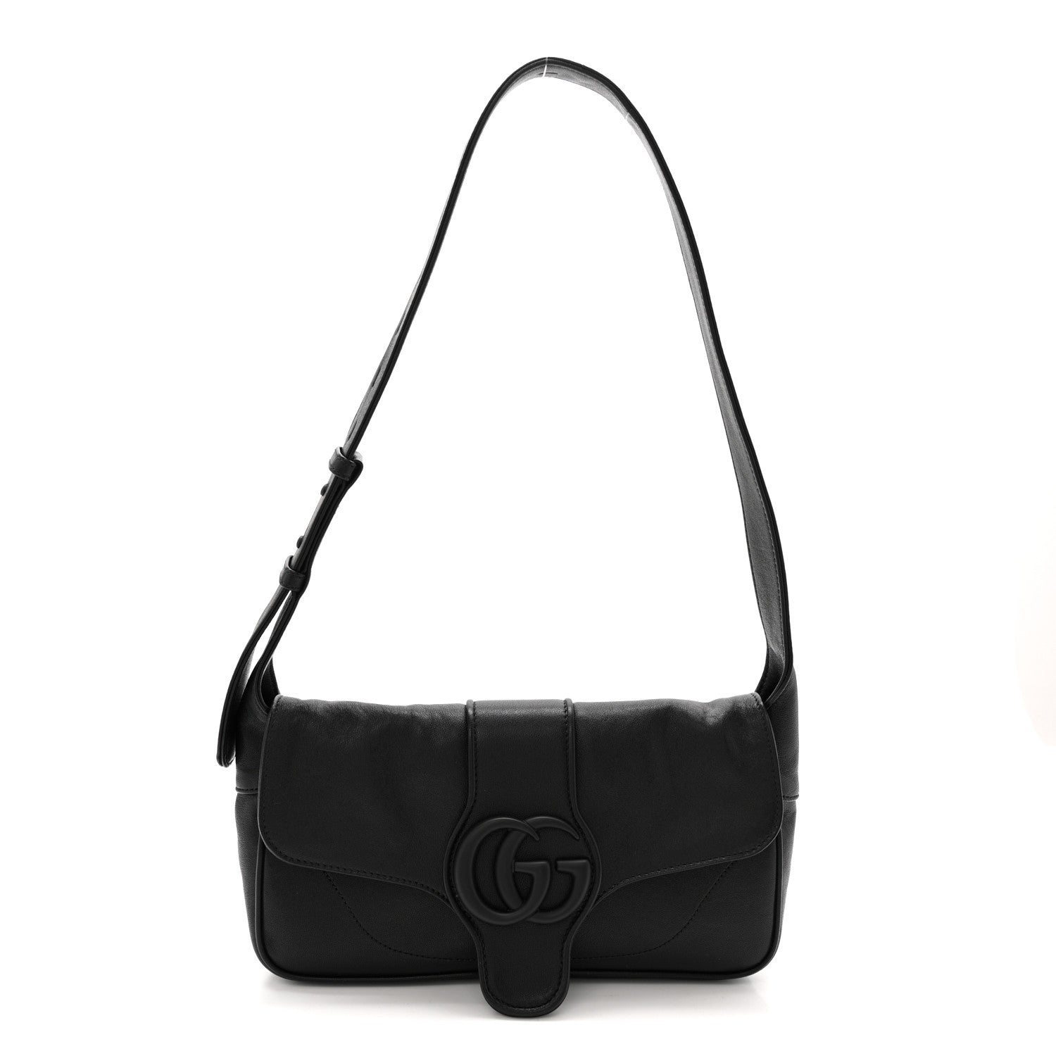 Gucci Goatskin Small GG Monochrome Aphrodite Shoulder Bag Black