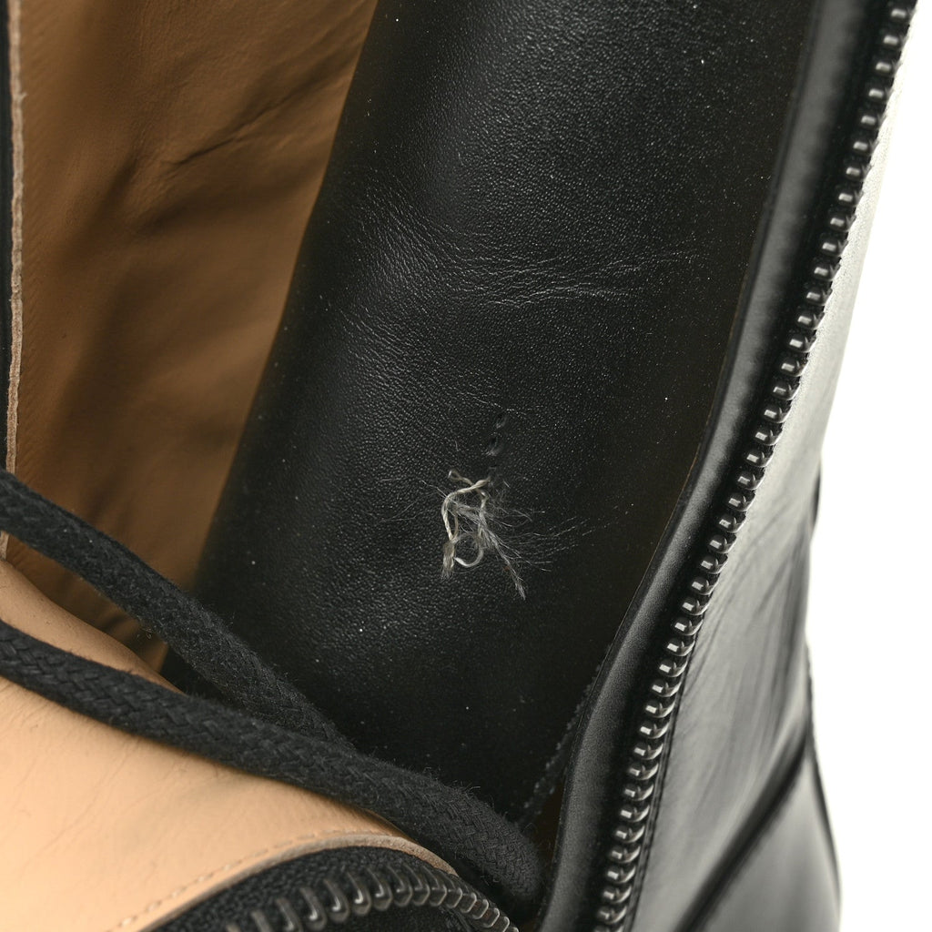 Calfskin Lace Up Combat Boots 37.5 Black