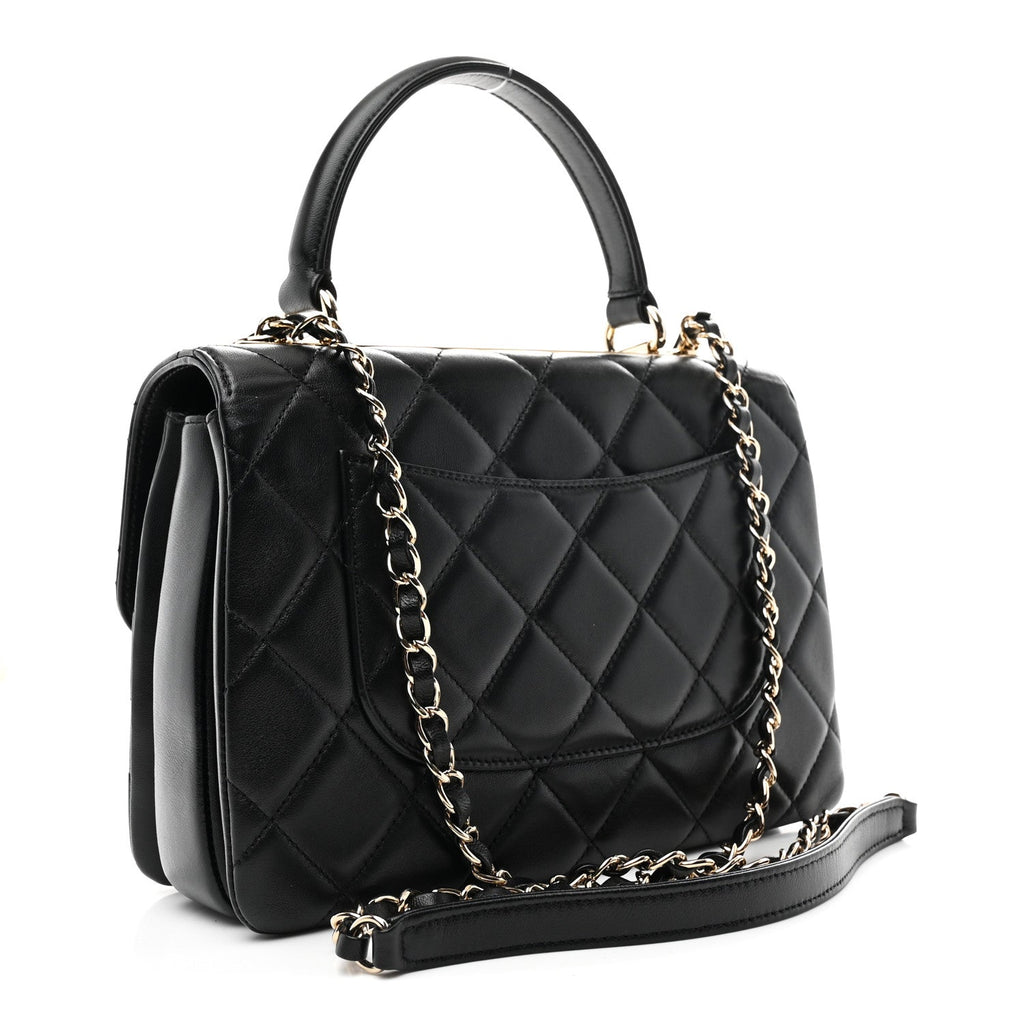 Chanel Lambskin Quilted Small Trendy CC Dual Handle Flap Bag Black