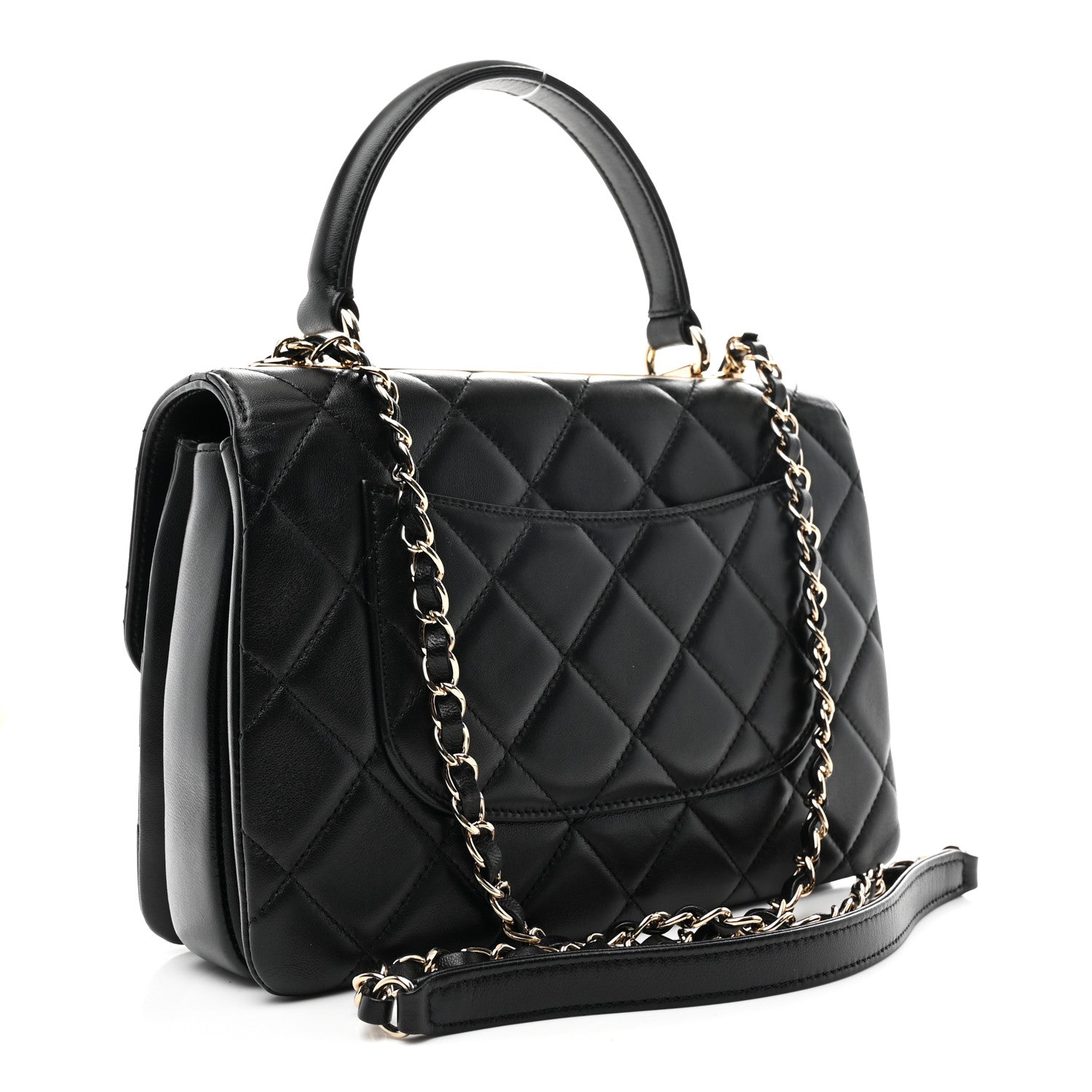 Chanel Lambskin Quilted Small Trendy CC Dual Handle Flap Bag Black