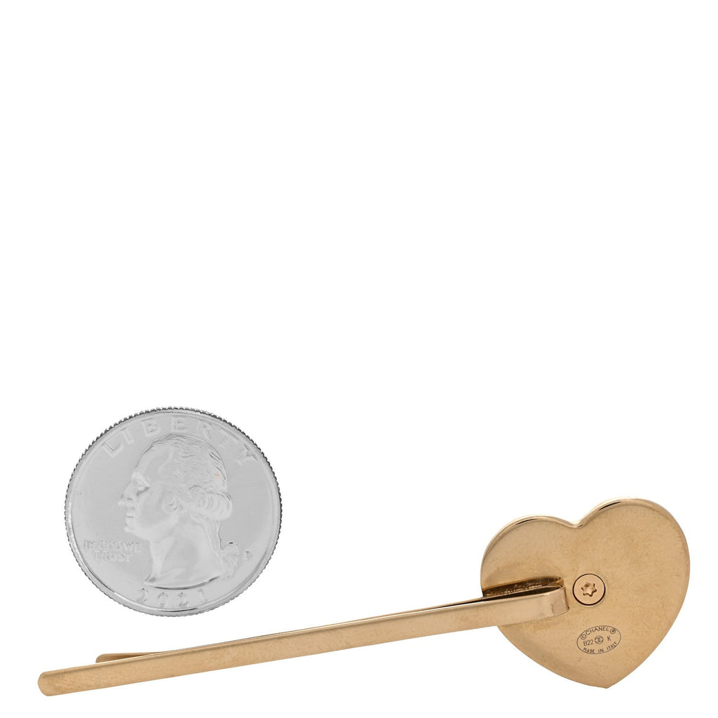 Resin Quilted Heart CC Hair Clip Pin Gold Black