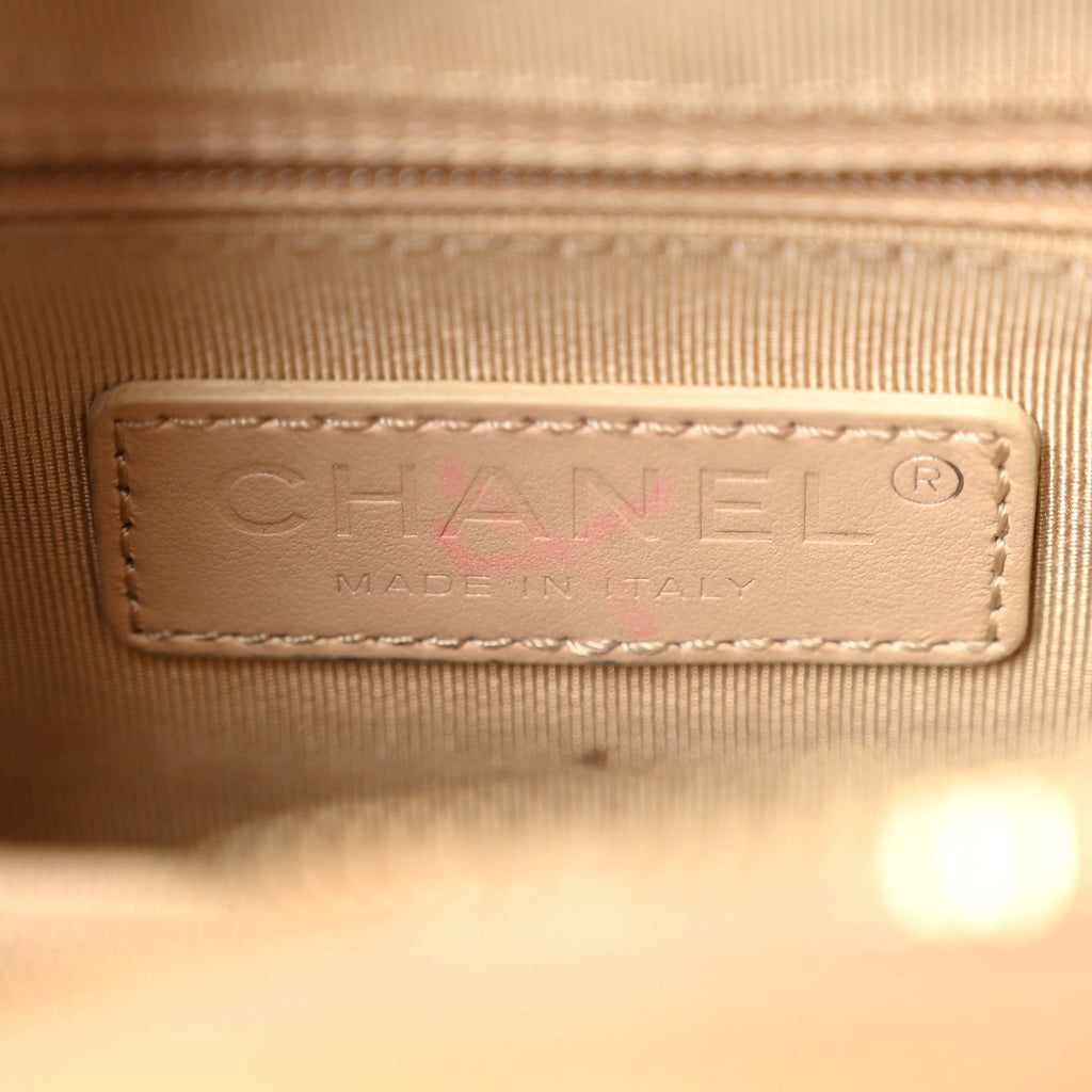 Chanel Aged Calfskin Quilted Small Gabrielle Hobo Beige
