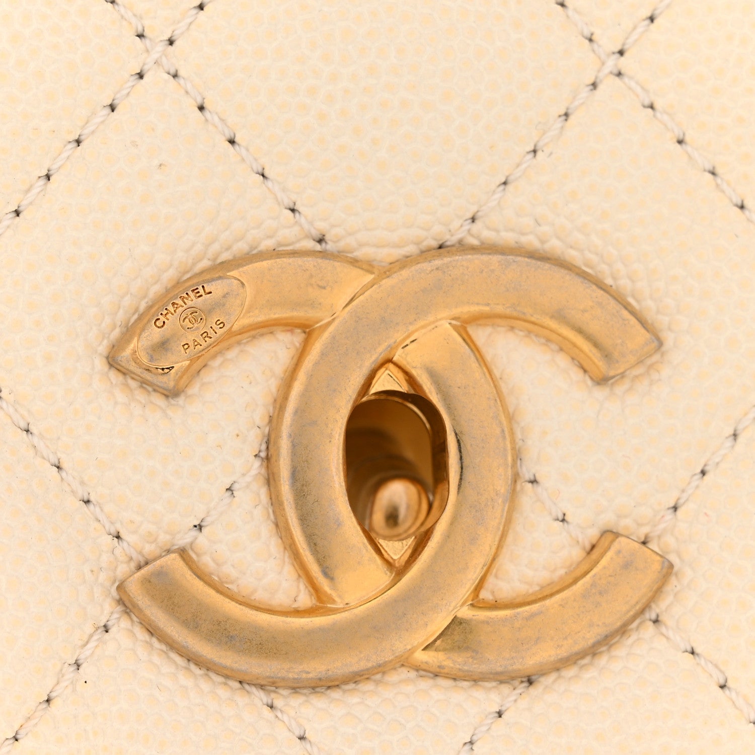 Chanel Caviar Lizard Quilted Small Coco Handle Flap Ivory