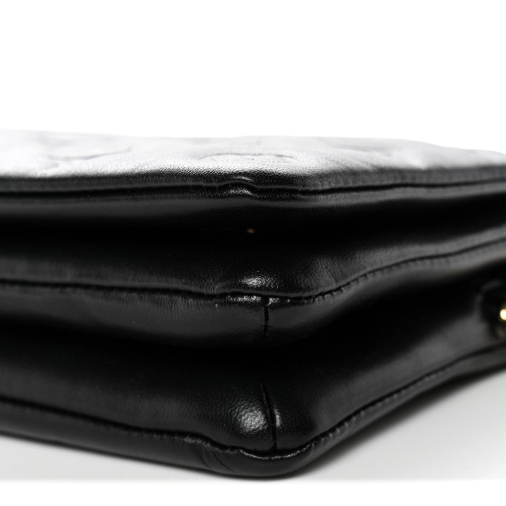 Louis Vuitton Lambskin Embossed Monogram Pochette Coussin Black