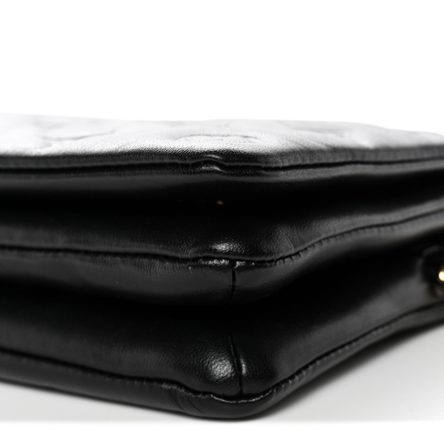 Louis Vuitton Lambskin Embossed Monogram Pochette Coussin Black