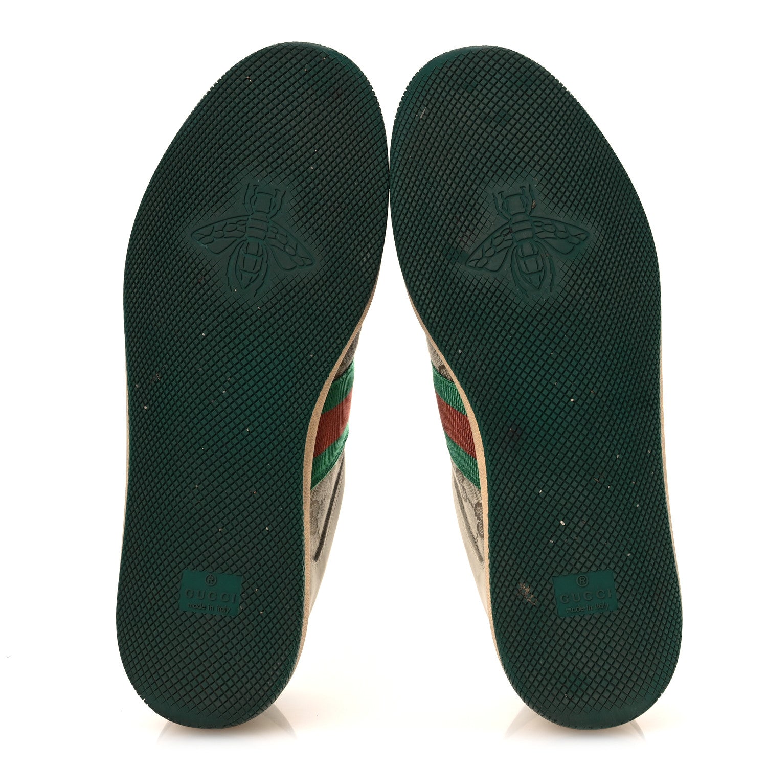 Gucci GG Monogram Nubuck Web Womens Screener Sneakers 40 New Sand Dusty Milk Vintage Green