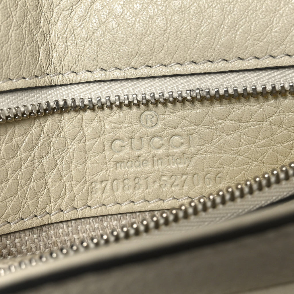 Gucci Cellarius Calfskin Small Bamboo Daily Top Handle Bag Mystic White