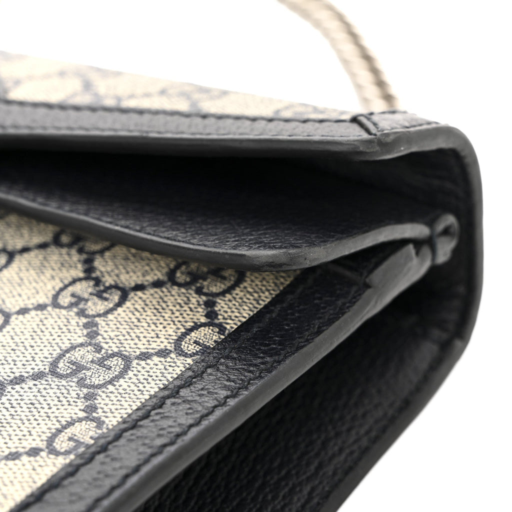 Gucci GG Supreme Monogram Textured Dollar Calfskin Small Rectangular Dionysus Shoulder Bag Beige Blue