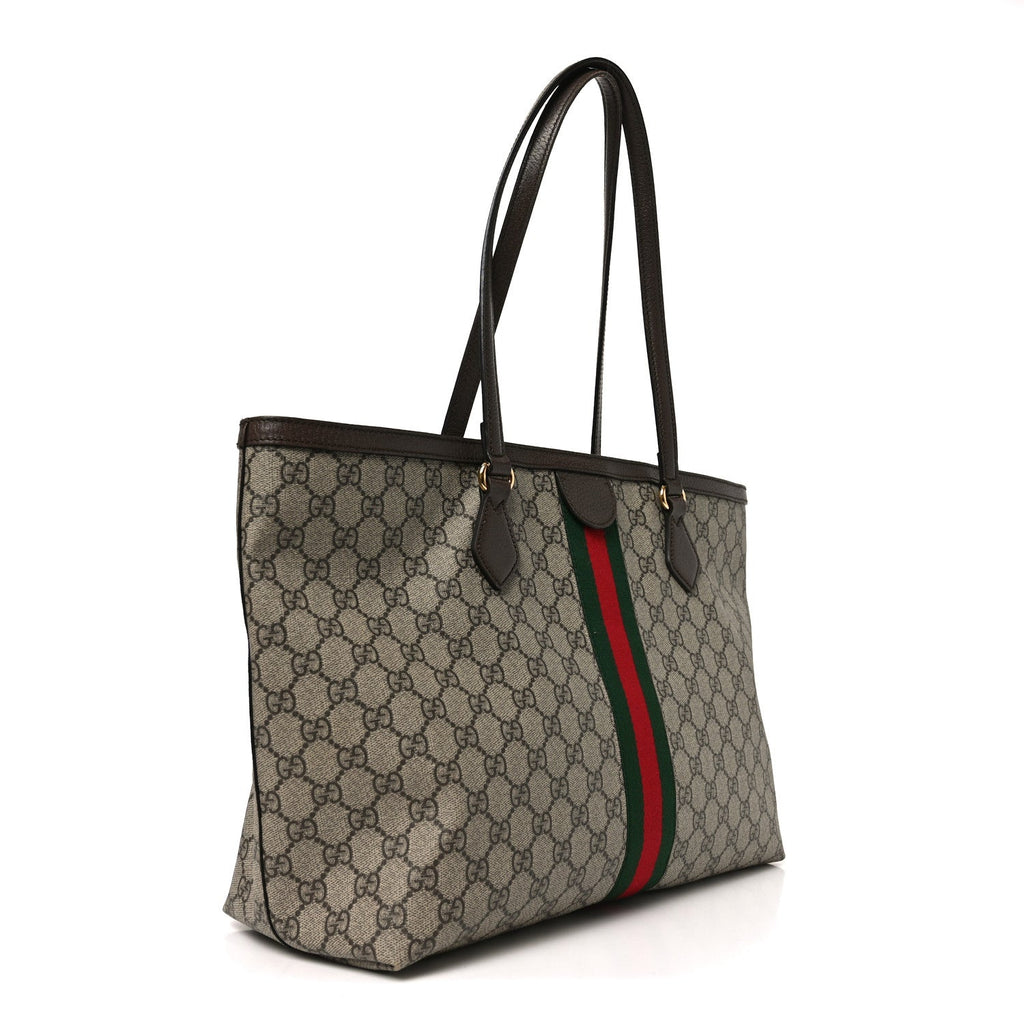 Gucci GG Supreme Monogram Medium Ophidia Shopping Tote Brown