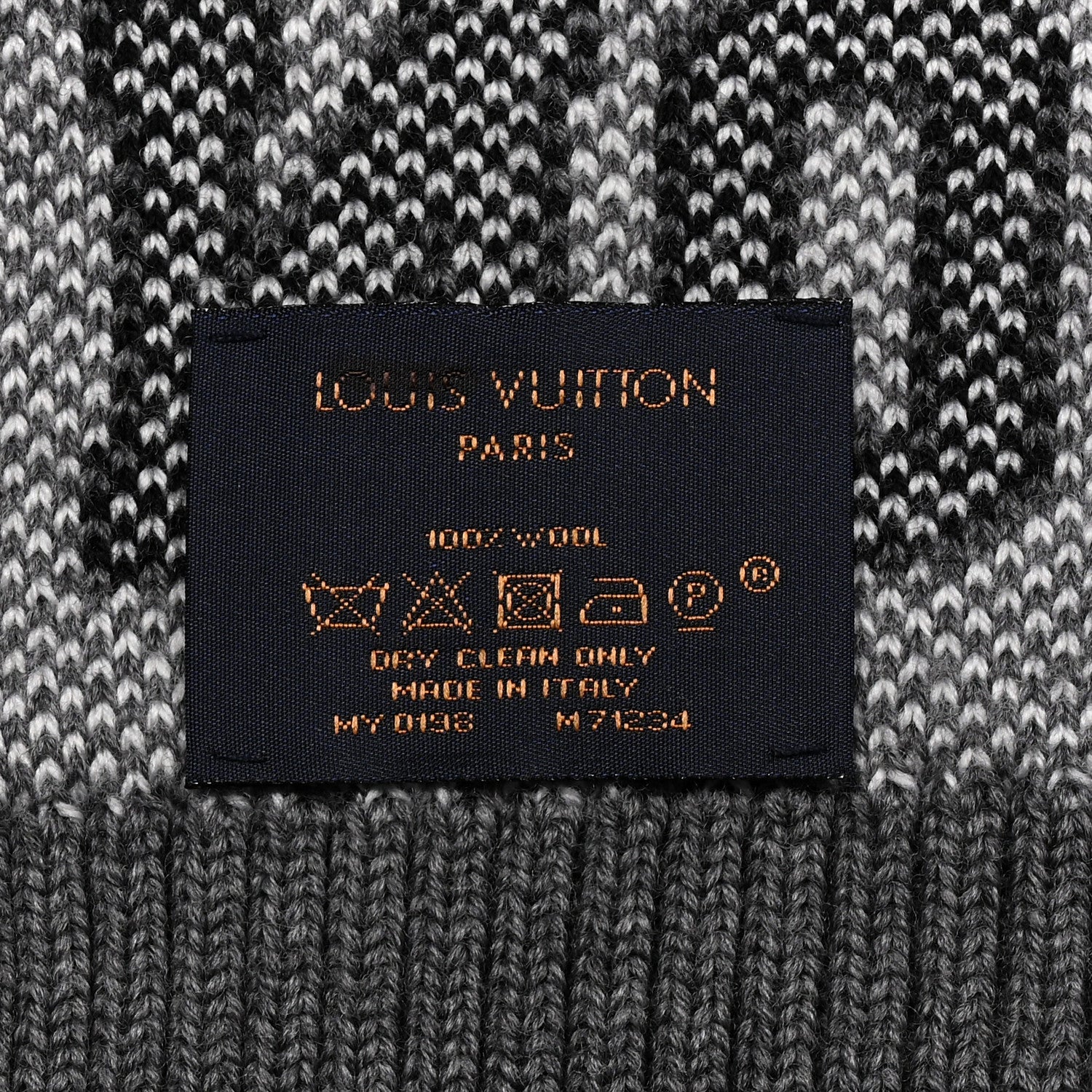 Louis Vuitton Wool Echarpes Scarf Black Grey
