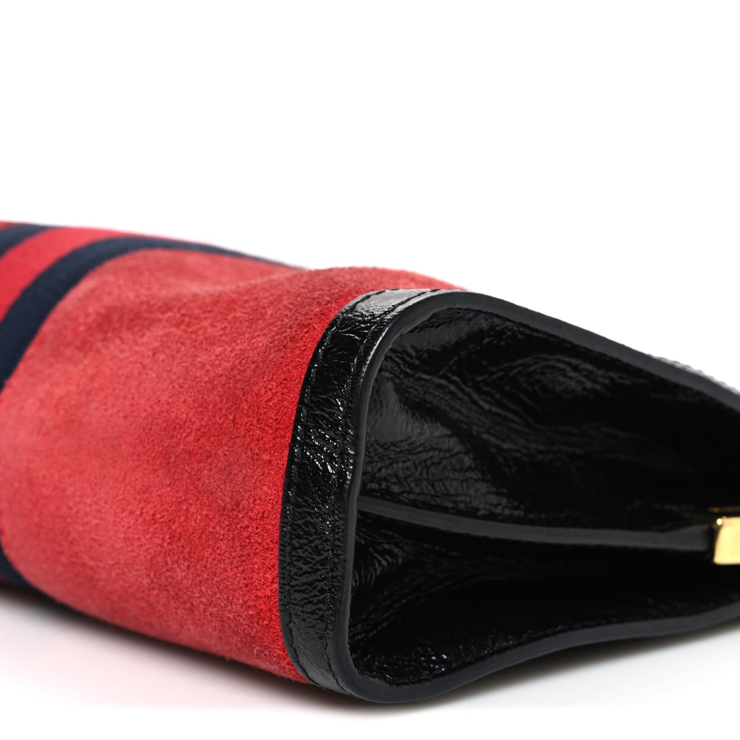 Gucci Suede Patent Web Small Ophidia Chain Shoulder Bag Hibiscus Red Black