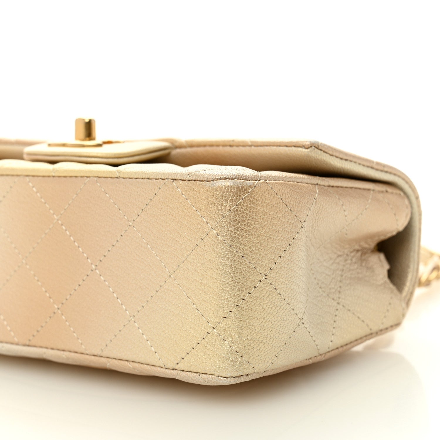 Chanel Metallic Goatskin Quilted Mini Rectangular Flap Gold