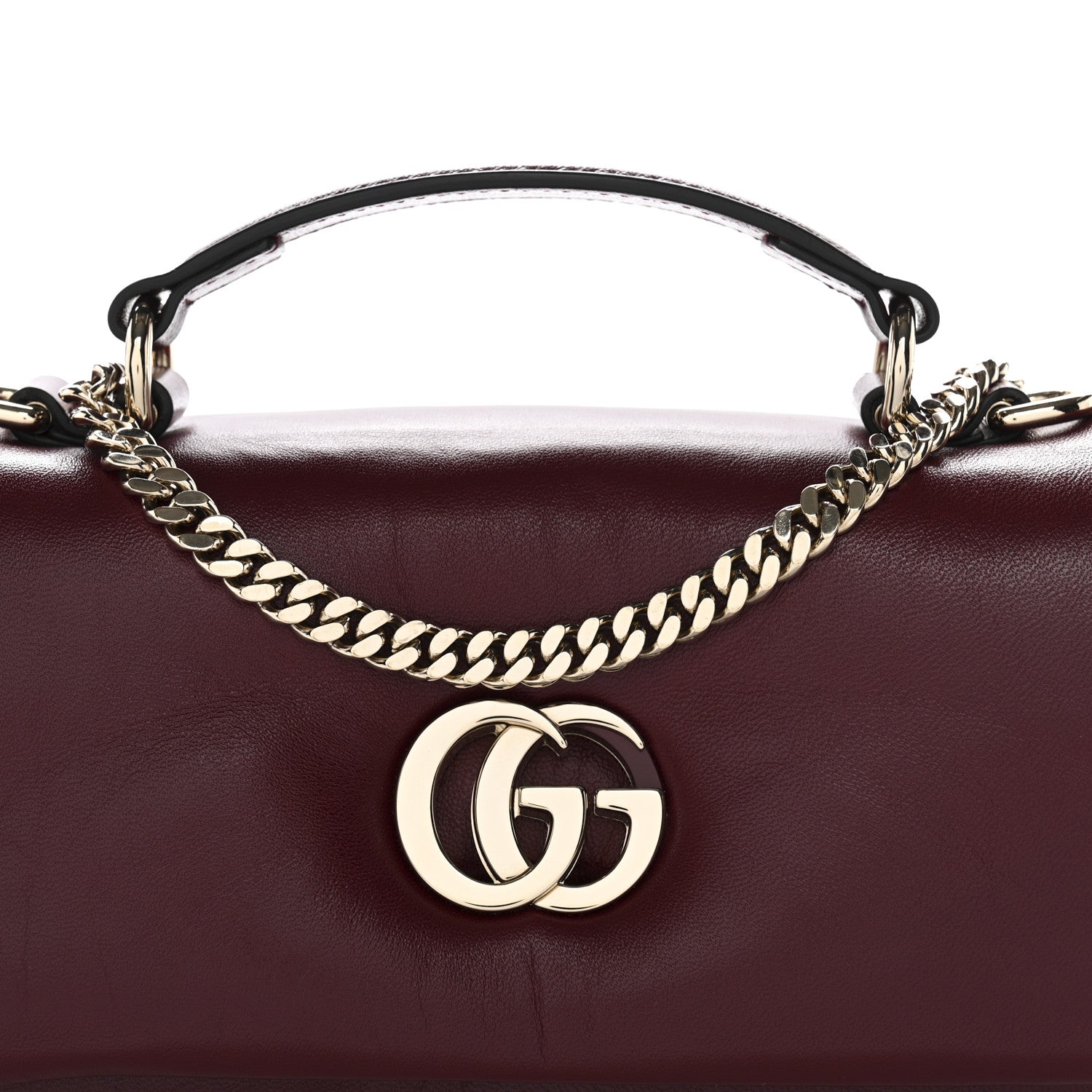 Gucci Lambskin Mini GG Milano Top Handle Shoulder Bag Rosso Ancora