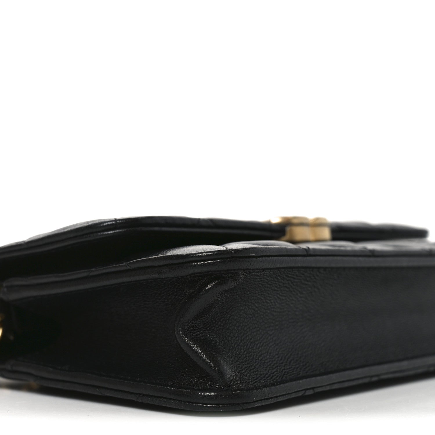 Chanel Lambskin Quilted Double Chain Flap Phone Holder With Chain Black