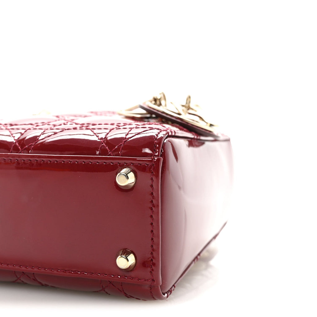 Christian Dior Patent Cannage Mini Lady Dior Red