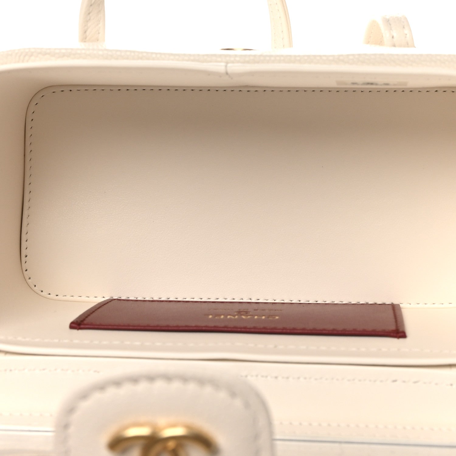 Chanel Shiny Caviar Preppy Coco Long Vanity With Strap White