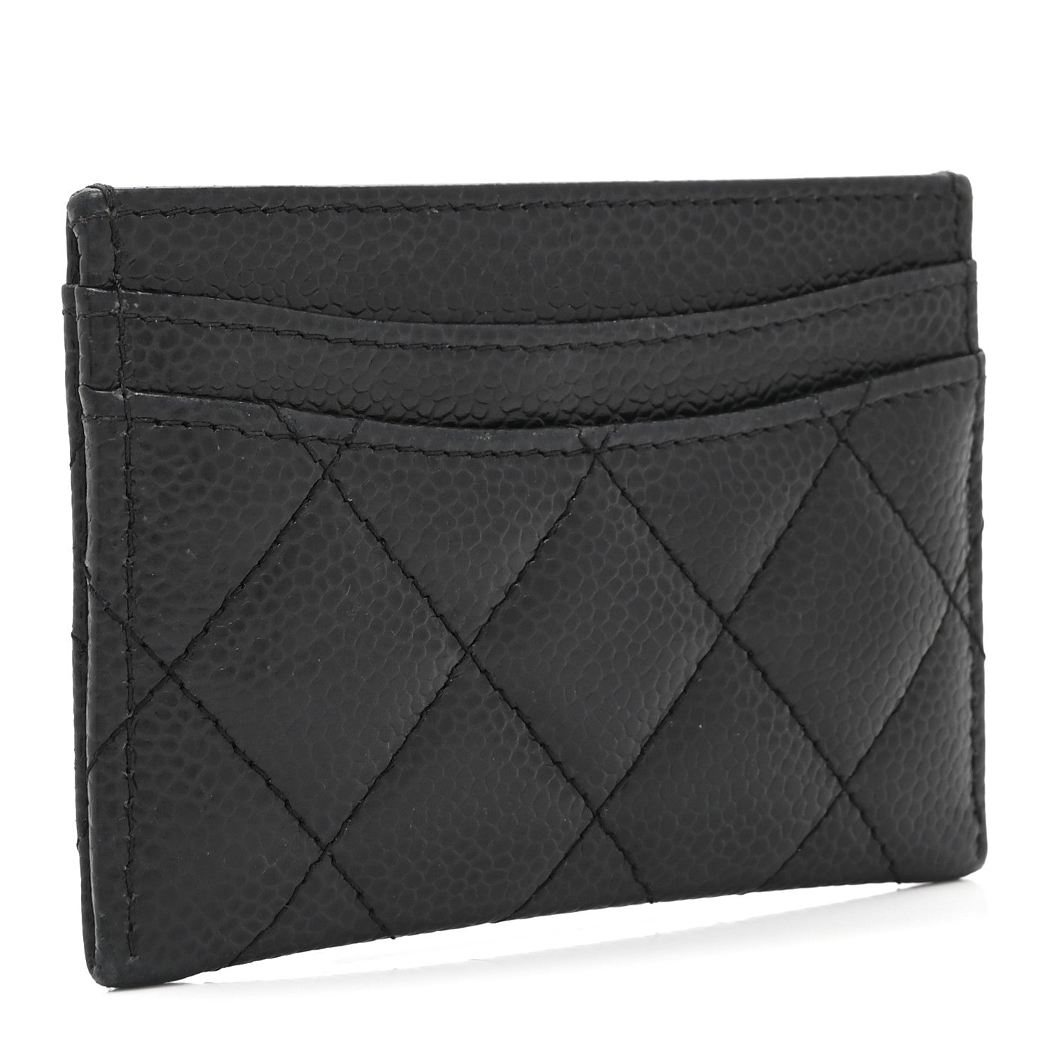 Caviar Quilted Card Holder Black