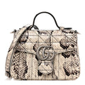 Gucci Snakeskin Matelasse Aria Mini GG Marmont Top Handle Shoulder Bag Roccia